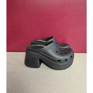 Crocs Black Platform Heeled Clogs Size M6 / W8
